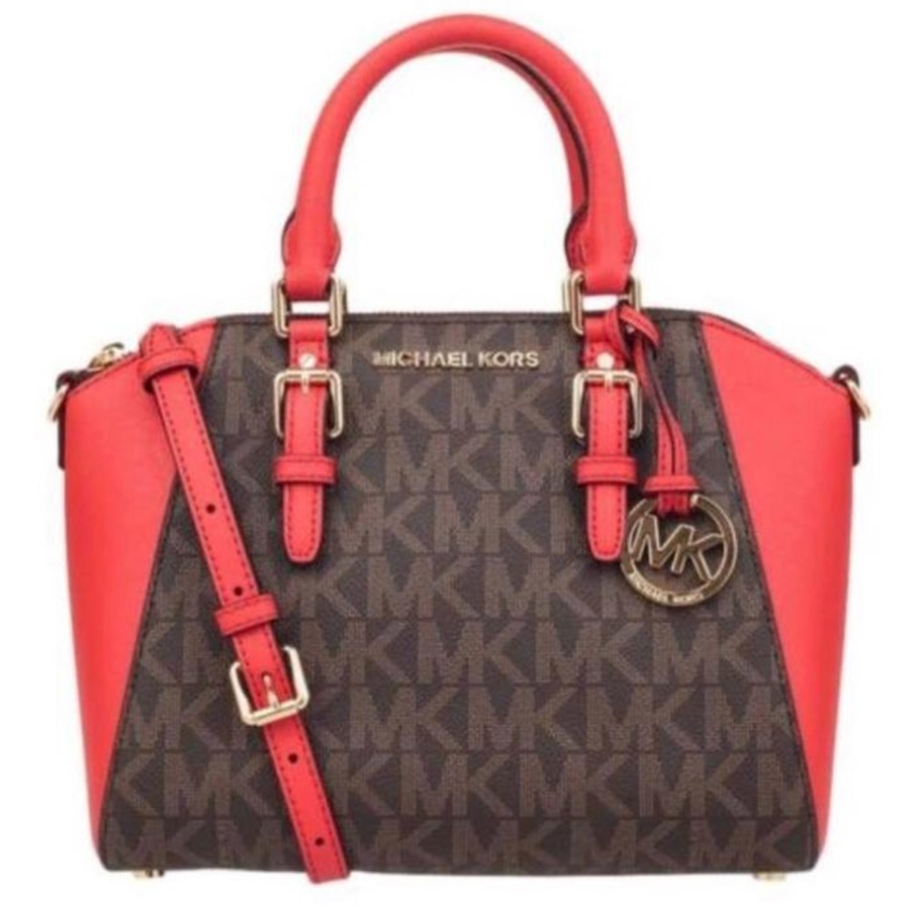 Michael Kors Red and Brown Satchel